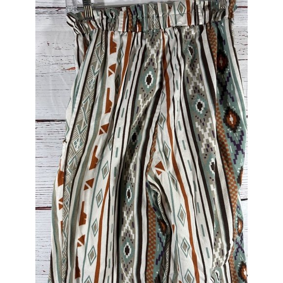 Southwest Aztec Pants Juniors High Waisted Pockets Brushed Cotton USA Vtg - Picture 9 of 16